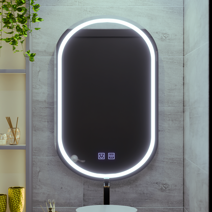 Owalne lustro LED 50X80cm, Velara Touch, system odmgławiania, możliwość przyciemniania, zimne światło 6000K Lustra Korman E Domyślny tytuł Alessandro Design