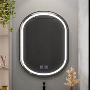 Lustro owalne LED 60x80cm VETRO Touch ściemnialny system odmgławiacza, czarna ramka Lustra Korman E Domyślny tytuł Alessandro Design
