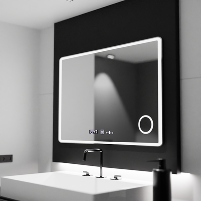 LUD LED prostokątna 120x80 Aura Riflesso Puro Motionglow Marcello, System rozprzestrzeniania się, termometr i zegar, cieńby