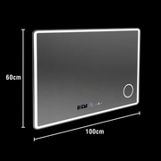 Lustro prostokątne LED 100x60 Aura Riflesso Puro MotionGlow Marcello, System odmgławiania, Zegar, Możliwość ściemniania