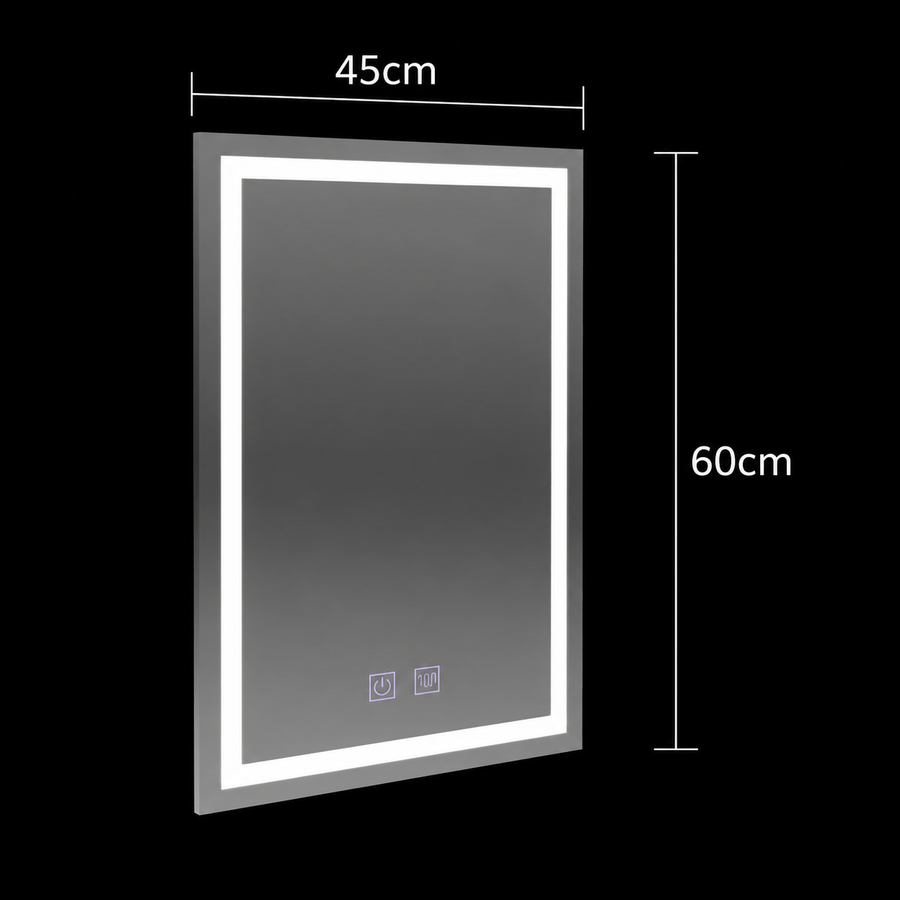 Lustro prostokątne LED, 45x60cm, RADIANTE Touch, system odmgławiania, możliwość ściemniania