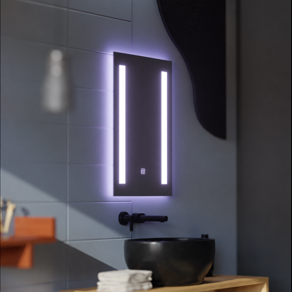 Lustro prostokątne LED, 50x70cm, C206S/50X70 Touch, system odmgławiania, możliwość ściemniania