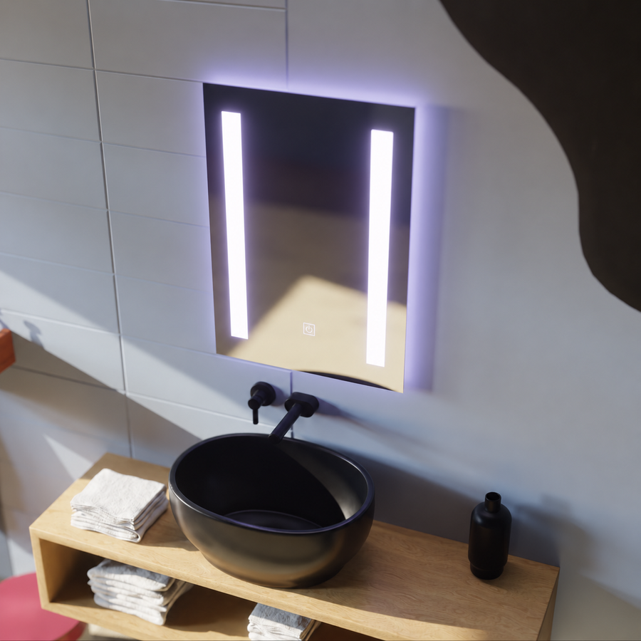 Lustro prostokątne LED, 50x70cm, C206S/50X70 Touch, system odmgławiania, możliwość ściemniania