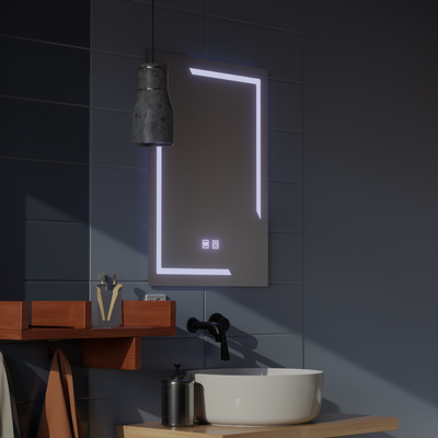 Prostokątne lustro LED, 50x70cm, ECLISSA Touch, system odmgławiania, możliwość przyciemniania