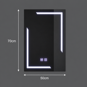 Prostokątne lustro LED, 50x70cm, ECLISSA Touch, system odmgławiania, możliwość przyciemniania