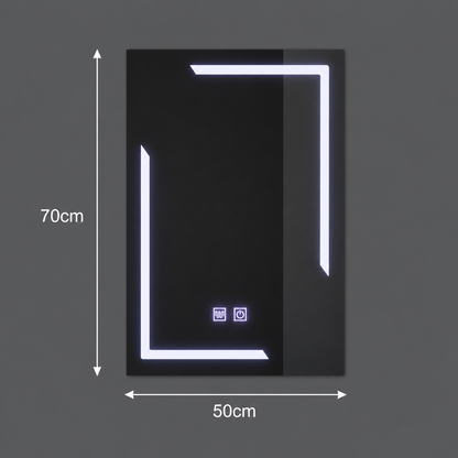 Prostokątne lustro LED, 50x70cm, ECLISSA Touch, system odmgławiania, możliwość przyciemniania