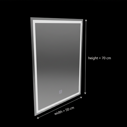 Lustro prostokątne LED, 50x70cm, RAMA Basic Touch