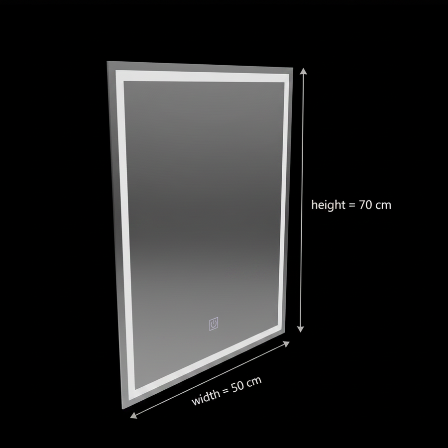 Lustro prostokątne LED, 50x70cm, RAMA Basic Touch