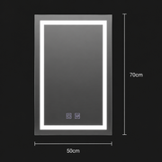 Lustro prostokątne LED, 50x70cm, RADIANTE Touch, zimne światło, system odmgławiania, możliwość przyciemniania
