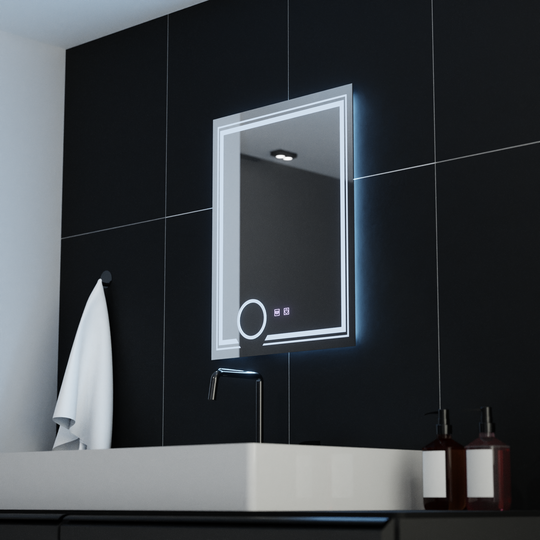 Prostokątne lustro LED, 60x80cm, CANTO Touch, system odmgławiania, ściemniane lustra Korman E Domyślny tytuł Alessandro Design