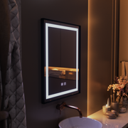 Lustro prostokątne LED, 60x80cm, EDGE Touch, system odmgławiania, czarna ramka