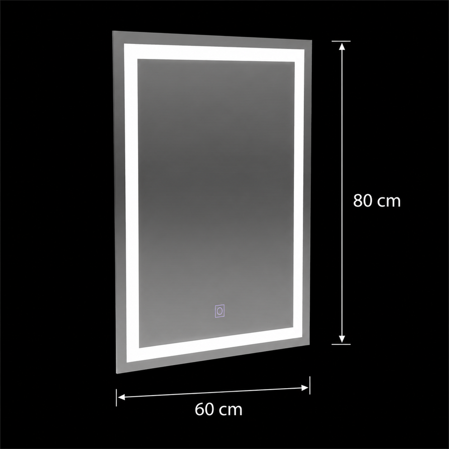 Lustro prostokątne LED, 60x80cm, RAMA Basic Touch