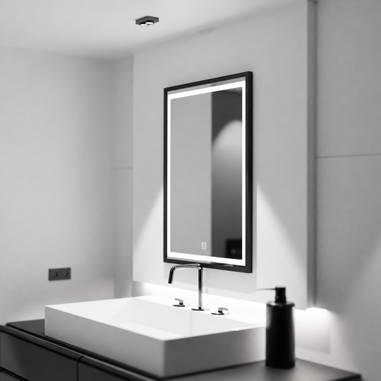 Lustro prostokątne LED o wymiarach 60x80cm z kloszem Basic Touch