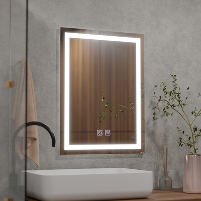 Lustro prostokątne LED, 50x70cm, RADIANTE Touch, zimne światło, system odmgławiania, możliwość przyciemniania