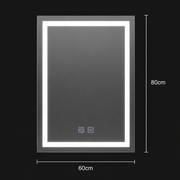 Lustro prostokątne LED, 60x80cm, RADIANTE Touch, system odmgławiania, możliwość ściemniania