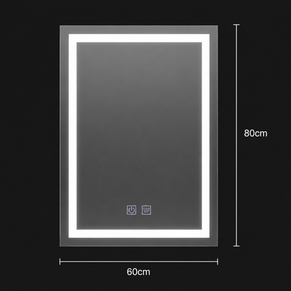 Lustro prostokątne LED, 60x80cm, RADIANTE Touch, system odmgławiania, możliwość ściemniania