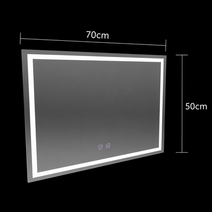 Lustro prostokątne LED, 70x50cm, RADIANTE Touch, system odmgławiania, możliwość ściemniania
