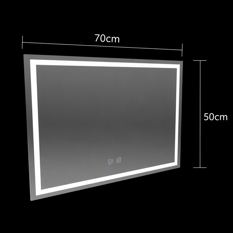Lustro prostokątne LED, 70x50cm, RADIANTE Touch, system odmgławiania, możliwość ściemniania