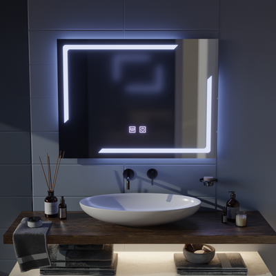 Prostokątne lustro LED, 80x60cm, ECLISSA Touch, system odmgławiania, możliwość przyciemniania