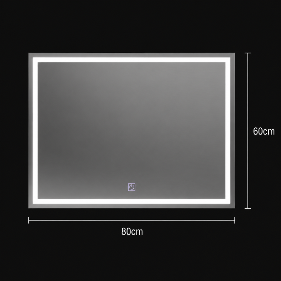 Lustro prostokątne LED, 80x60cm, RAMA Basic Touch