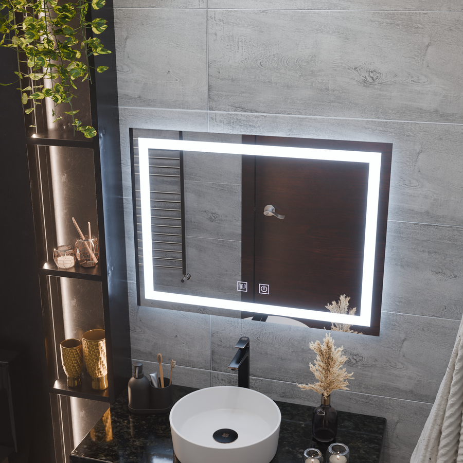 Prostokątne lustro LED, 80x60cm, RADIANTE Touch, system odmgławiania, ściemniane lustra Korman E Domyślny tytuł Alessandro Design