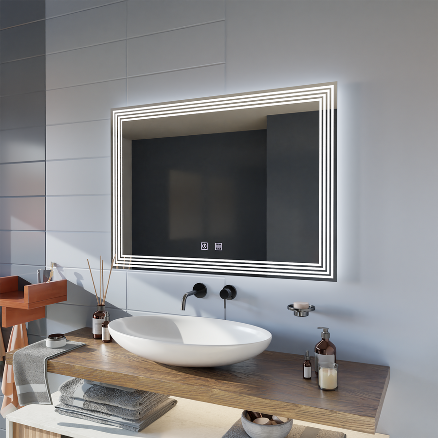 Prostokątne lustro LED, Demister, 80x60cm, ADIS Basic Touch Mirrors Korman E Domyślny tytuł Alessandro Design