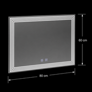 Prostokątne lustro LED, Demist, 80x60cm, ADIS Basic Touch