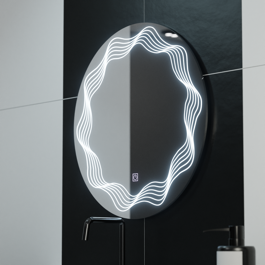 Okrągłe lustro LED 60 cm, Flusso Touch, system odmgławiania, ściemniane lustra Korman E Domyślny tytuł Alessandro Design