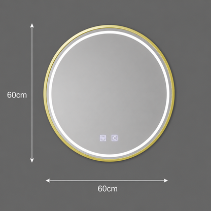 Okrągłe lustro LED, 60 cm, Glanz Touch, system odmgławiania, możliwość przyciemniania