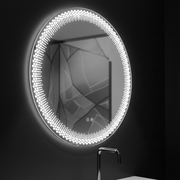 Okrągłe lustro LED Nexos, 60 cm, 24 W, światło ciepłe/zimne/neutralne, czujnik, system odmgławiania, zegar, możliwość przyciemniania