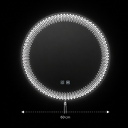 Okrągłe lustro LED Nexos, 60 cm, 24 W, światło ciepłe/zimne/neutralne, czujnik, system odmgławiania, zegar, możliwość przyciemniania