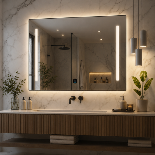 Lustro Giga LED, 80x60cm, srebrne, dotykowe, światło 6000K