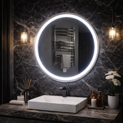 Lustro LED Touch Gallio, średnica 60 cm, zimne światło 6000 K, szklane proste lustro LED Domyślny tytuł Alessandro Design
