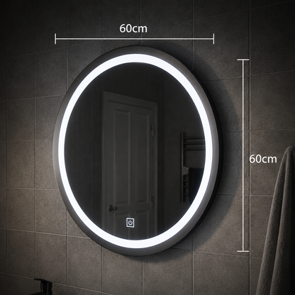 Lustro LED Touch Gallio, średnica 60cm, światło zimne 6000K, szkło