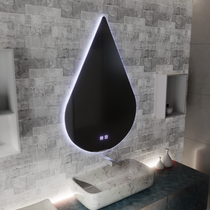 Lustrzany system odmgławiania rzeki LED Touch 80X120cm, kształt kropli. Odzwierciedla domyślny tytuł Korman E Alessandro Design