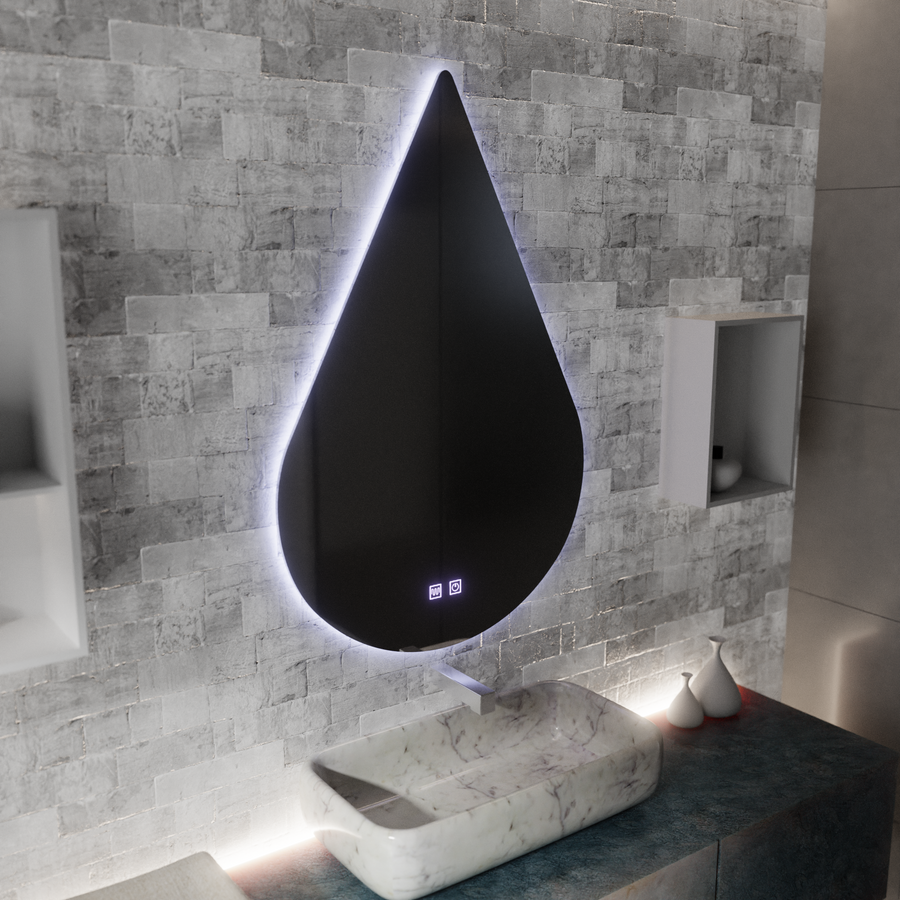 Lustrzany system odmgławiania rzeki LED Touch 80X120cm, kształt kropli. Odzwierciedla domyślny tytuł Korman E Alessandro Design