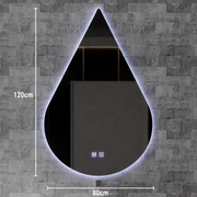 Lustro LED Touch River, 52 W, system odmgławiania, 80 x 120 cm, kształt kropli