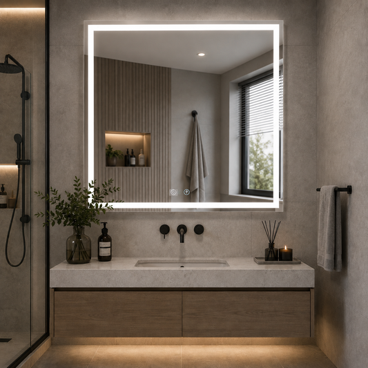 Lustro Giga LED, 80x60cm, srebrne, dotykowe, światło 6000K