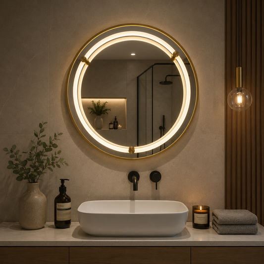 Lustro Giga LED, 80x60cm, srebrne, dotykowe, światło 6000K