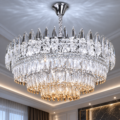 Żyrandol Kryształowy MAJESTIC Regalis 21x E14, średnica 80cm, Błyszczący Chrom, Regulowana Wysokość