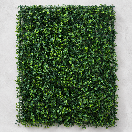 Panel na żywopłot ze sztucznych roślin z okrągłymi liśćmi, 40 x 60 cm, zielony