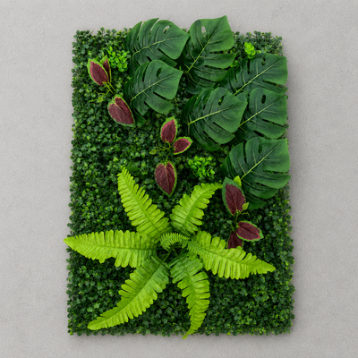 Panel ogrodzeniowy ze sztuczną rośliną Mix Monstera, 40 x 60 cm, zielony