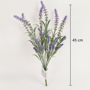Sztuczna roślina, dekoracyjny kwiat lawendy, 7 gałązek, 45 cm, fioletowo-zielony, zestaw 2 sztuk