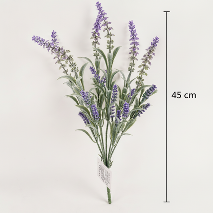 Sztuczna roślina, dekoracyjny kwiat lawendy, 7 gałązek, 45 cm, fioletowo-zielony, zestaw 2 sztuk
