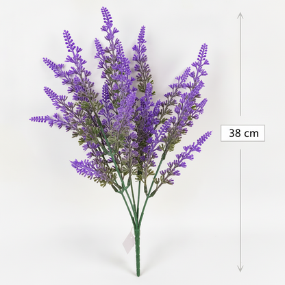 Sztuczna roślina, dekoracyjny kwiat lawendy, 5 gałązek, 38 cm, fioletowo-zielony, zestaw 2 szt