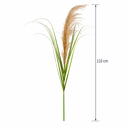 Sztuczna roślina Trawa ozdobna, 110 cm, trzcina i trawa, zielono-brązowa, bez doniczki