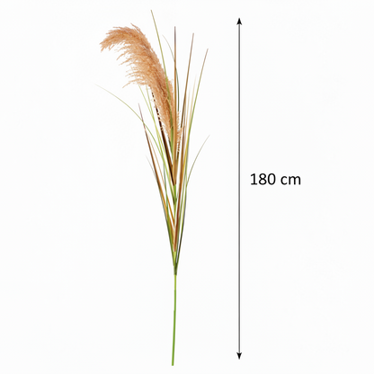 Sztuczna roślina Trawa ozdobna, 180 cm, trzcina i trawa, zielono-brązowa, bez doniczki