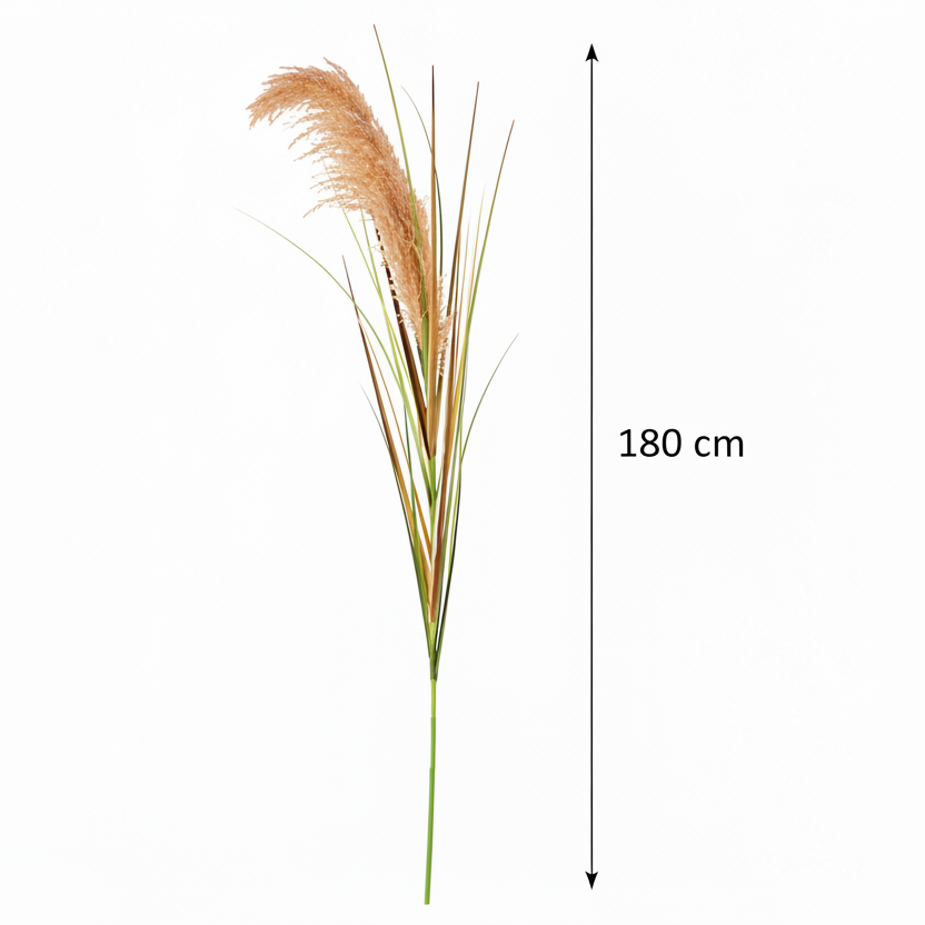 Sztuczna roślina Trawa ozdobna, 180 cm, trzcina i trawa, zielono-brązowa, bez doniczki