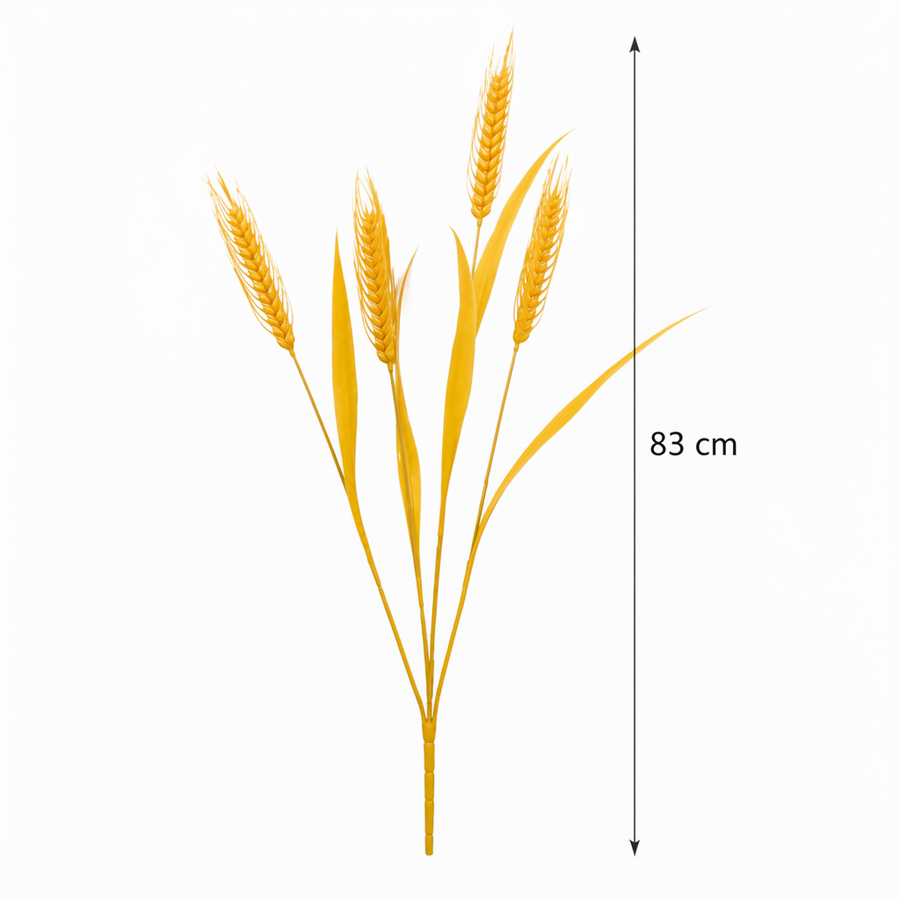 Sztuczna trawa ozdobna, 83 cm, z 4 drutami, przyprawa pszenna, żółta, bez doniczki