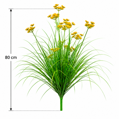 Sztuczna roślina ozdobna trawa koperkowa, 80 cm, z 9 kwiatami, zielono-żółta, bez doniczki